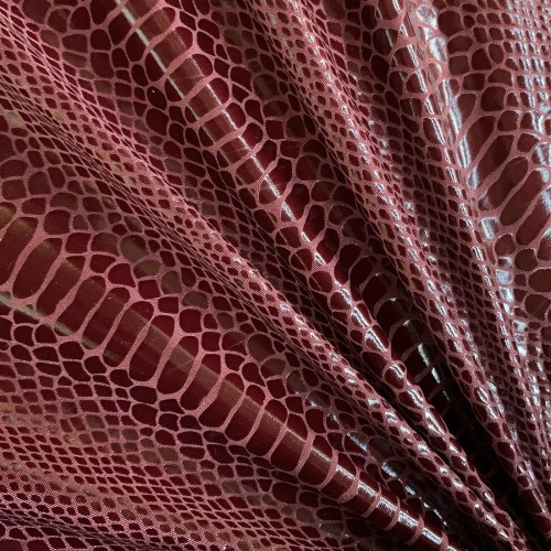 Stretch Snake Skin Fabric Spandex Dress Making Weight Clothing Display 150cm Burgundy