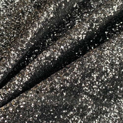 Glitter Fabric Silver/Black