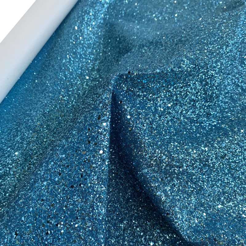 Glitter Fabric Jazz Large Flakes Turquoise