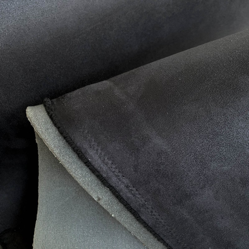 Grey Scrim Backed Faux Suede Fabric Black