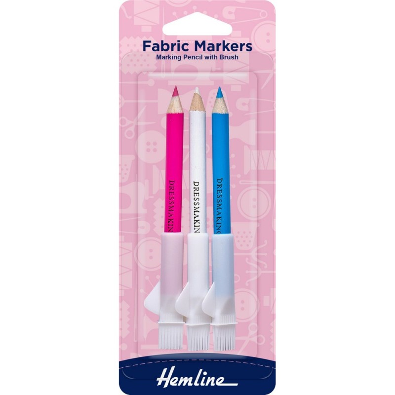 Fabric Markers Marking Pencil 3 Colours with Brush