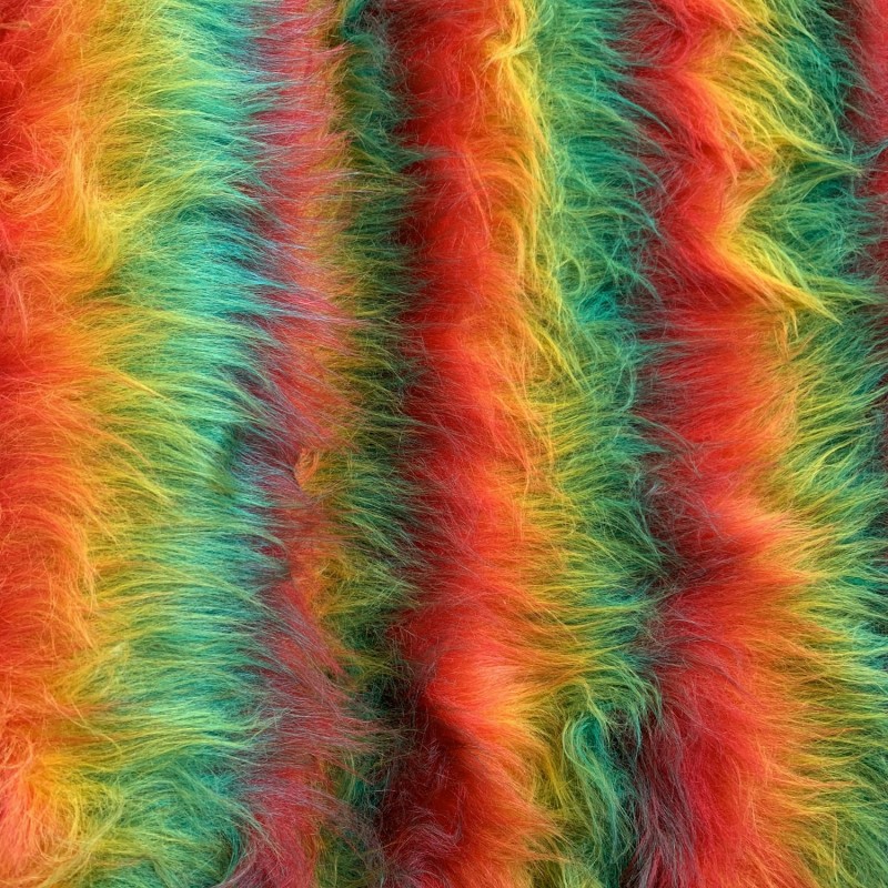 Long Pile Faux Fur Fabric Multi Coloured