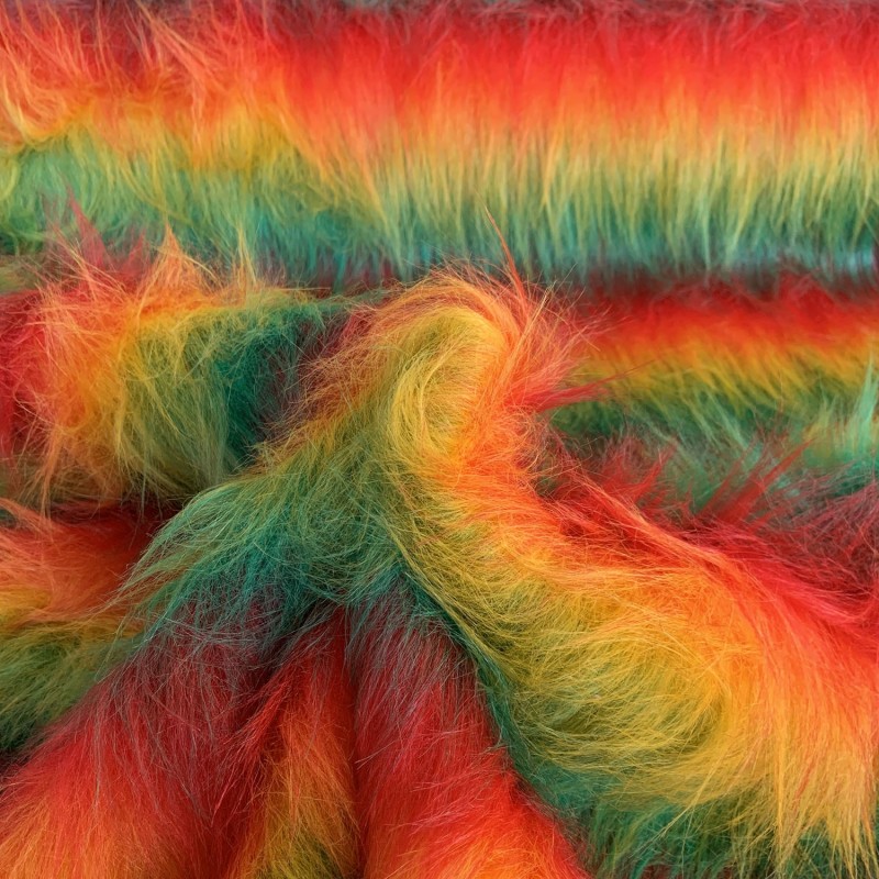 Long Pile Faux Fur Fabric Multi Coloured