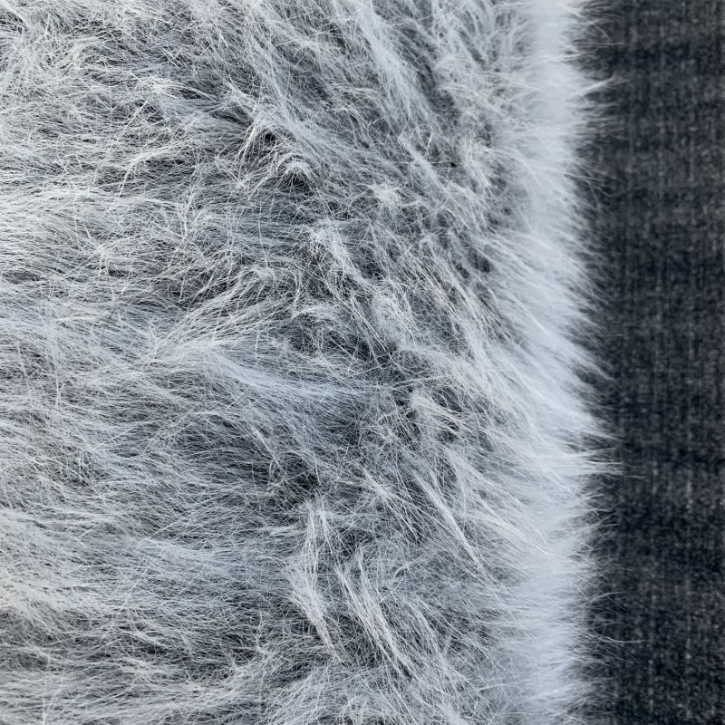 Long Pile Faux Fur Fabric Silver 