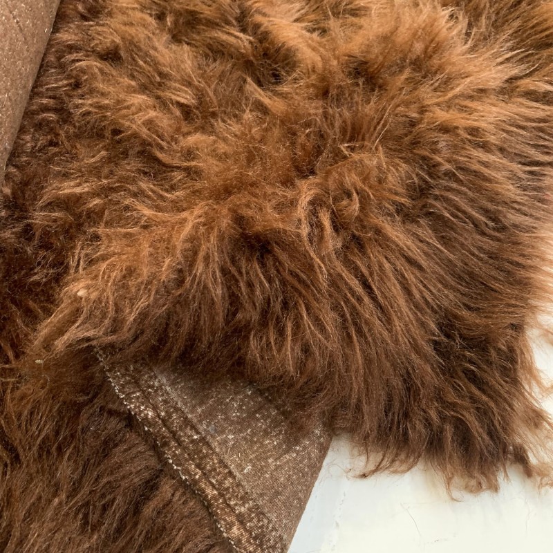 Long Pile Faux Fur Fabric Brown