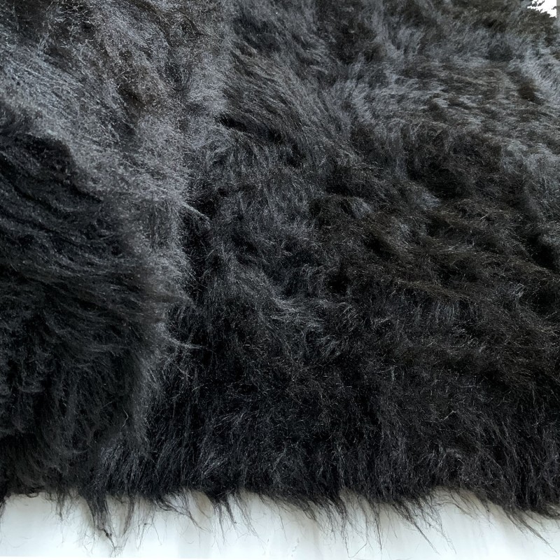 Long Pile Faux Fur Fabric Black