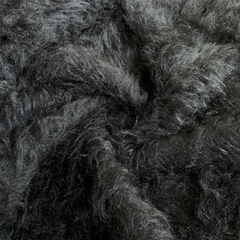 Long Pile Faux Fur Fabric Black