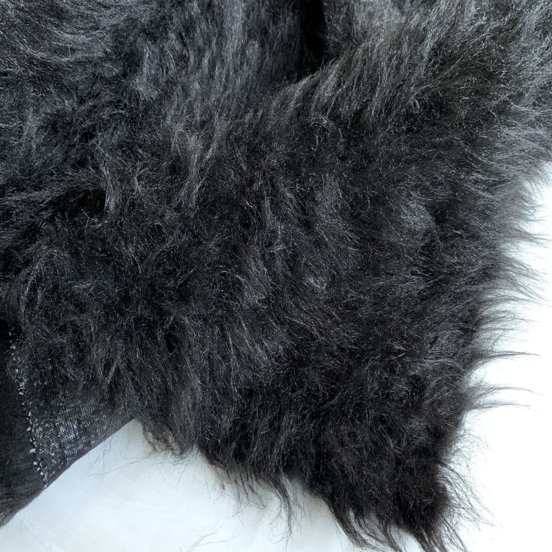 Long Pile Faux Fur Fabric Black