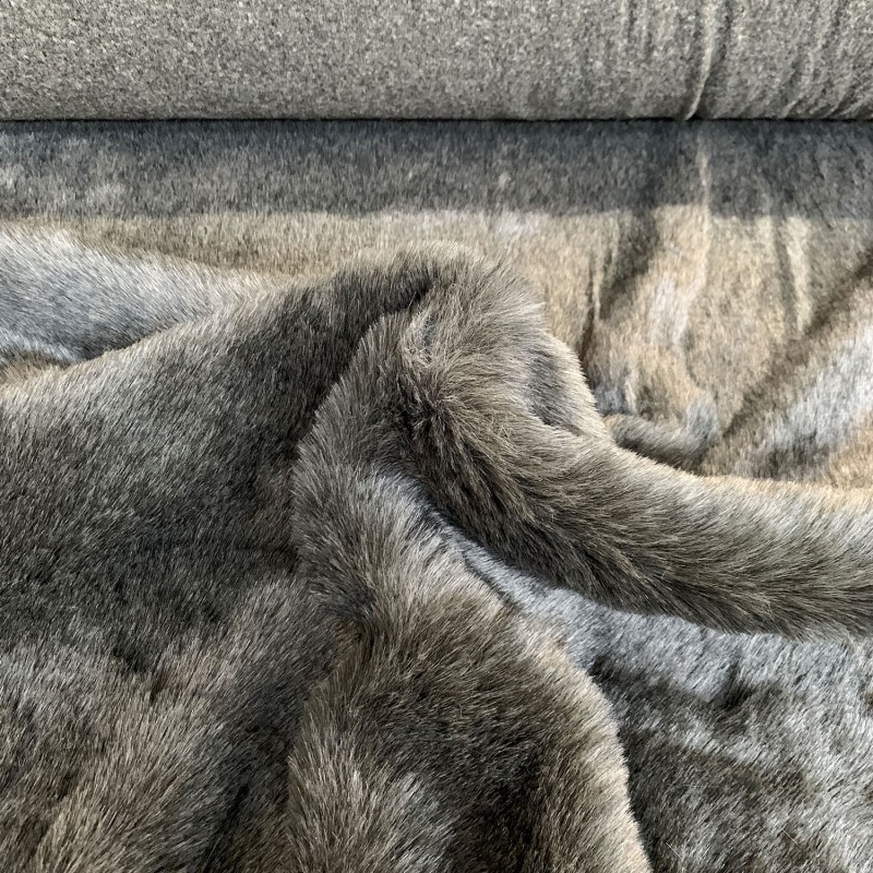 Long Pile Faux Fur Fabric Grey