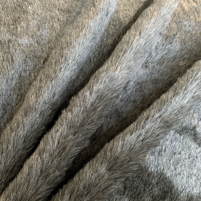 Long Pile Faux Fur Fabric Grey