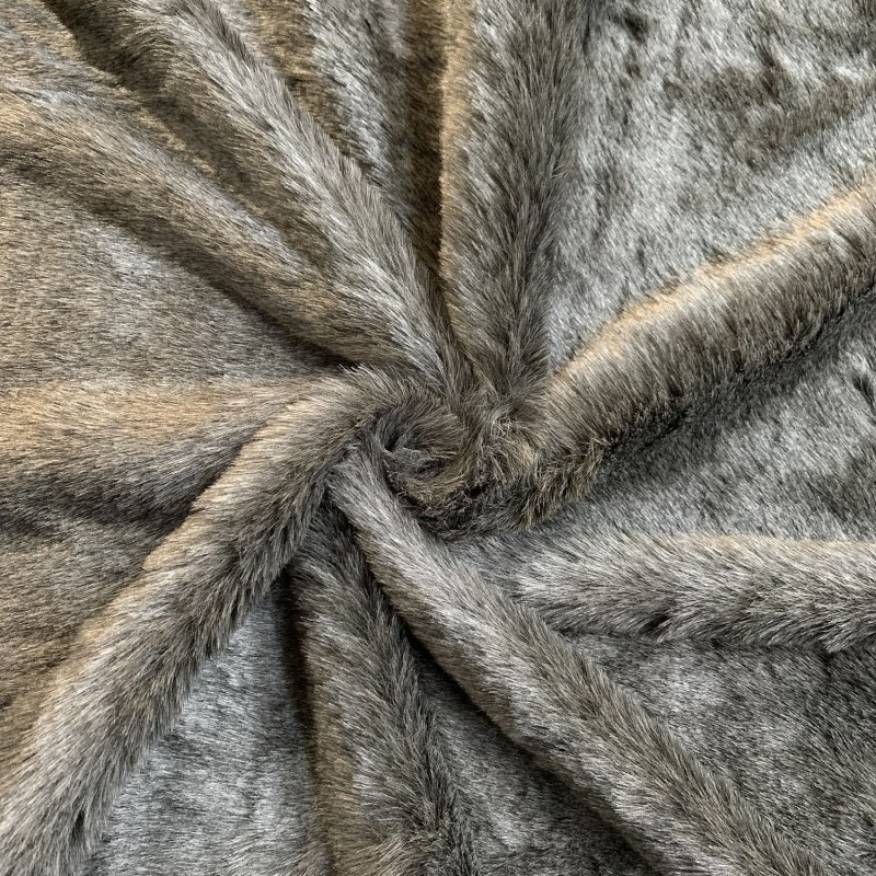 Long Pile Faux Fur Fabric Grey