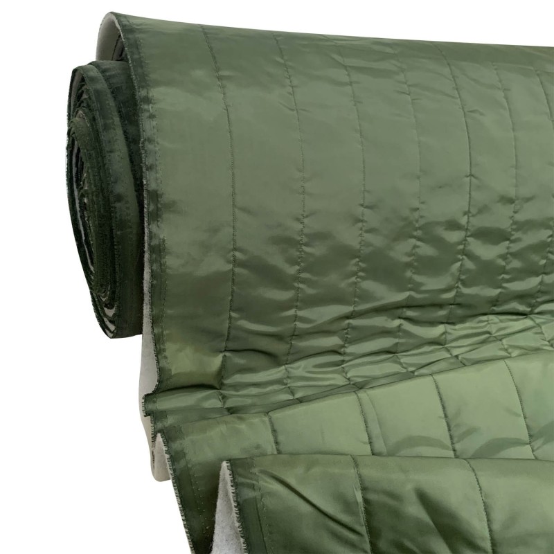 Black Straight Line Quilted Fabric Lining Olive