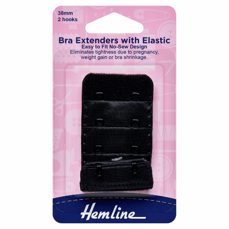 Bra Extenders Black 2 hooks 38mm