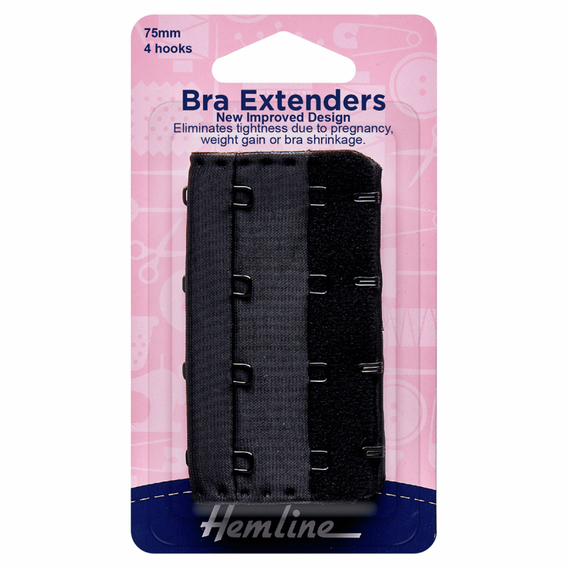 Bra Extenders Black 4 hooks 75mm