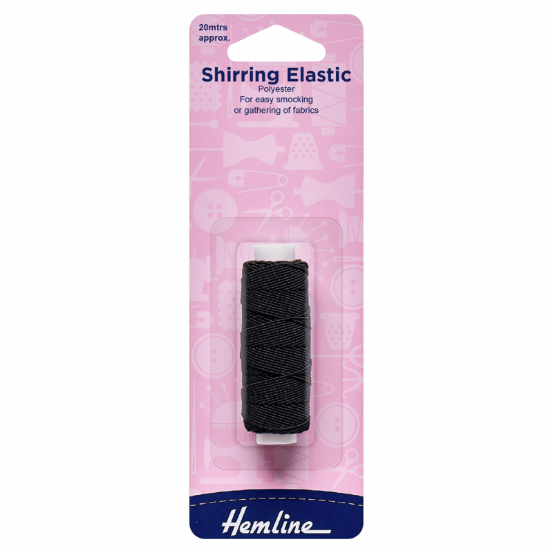 Shirring Elastic: 20m x 0.75mm Black