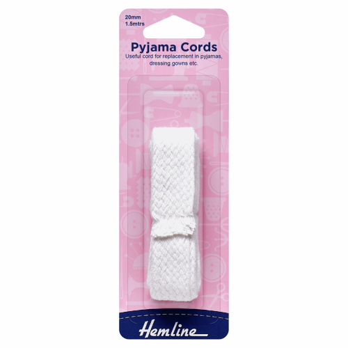 Polyester Pyjama Cord: White