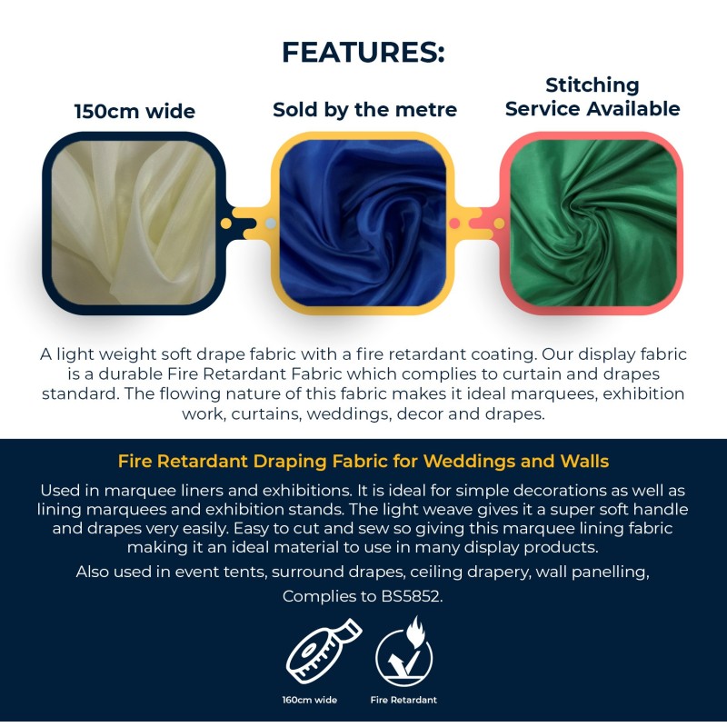 Fire Retardant Draping Fabric Black Info Graphics Features