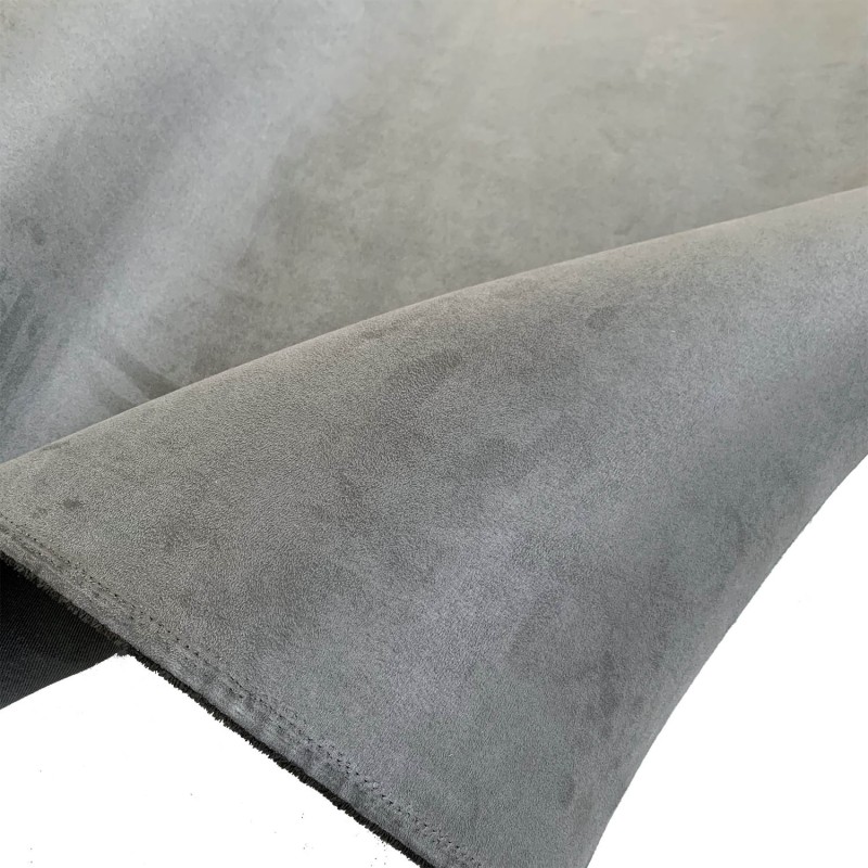 Grey Scrim Backed Faux Suede Fabric Grey 5