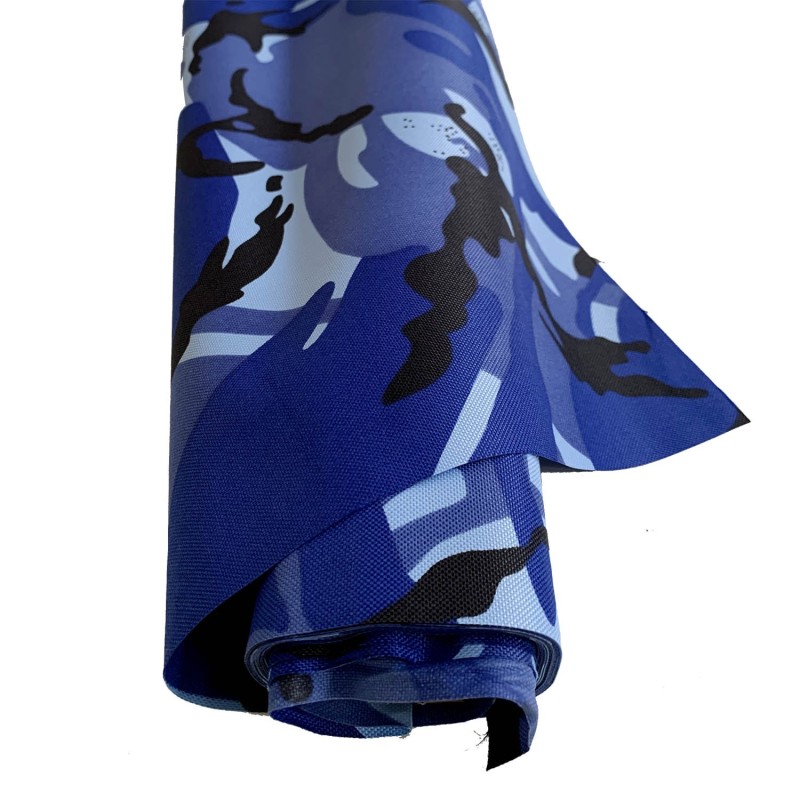 7oz WATERPROOF FABRIC PU Camouflage print Blue 1