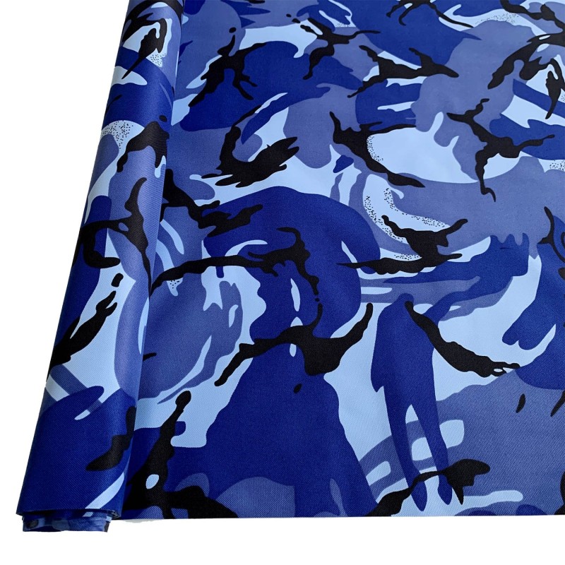 7oz WATERPROOF FABRIC PU Camouflage print Blue 2