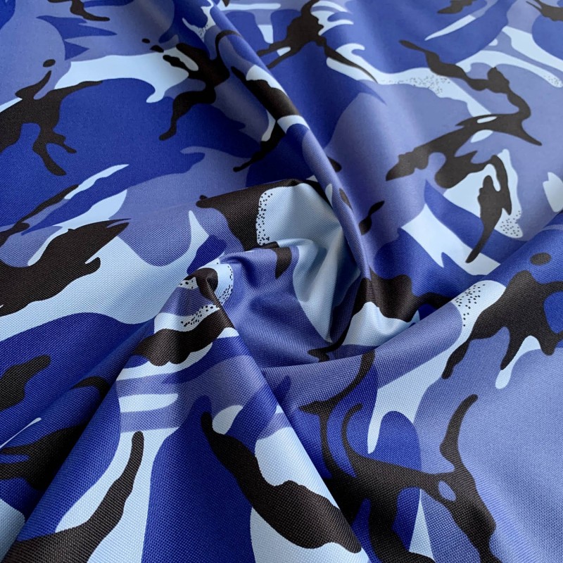 7oz WATERPROOF FABRIC PU Camouflage print Blue 3