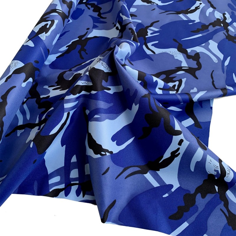 7oz WATERPROOF FABRIC PU Camouflage print Blue 4