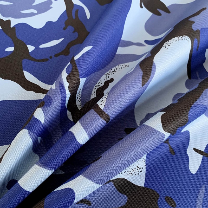 7oz WATERPROOF FABRIC PU Camouflage print Blue 8