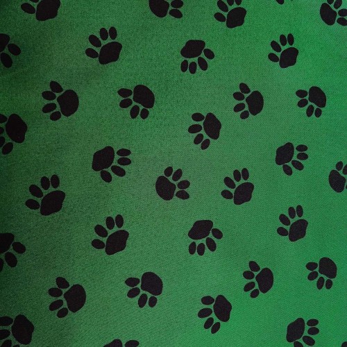 Canvas Waterproof Fabric 300 Denier Paw Prints Green