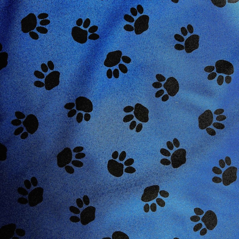 Canvas Waterproof Fabric 300 Denier Paw Prints Blue