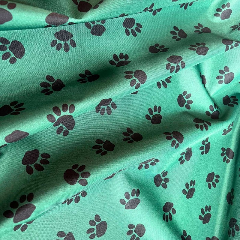 Canvas Waterproof Fabric 300 Denier Paw Prints Green6