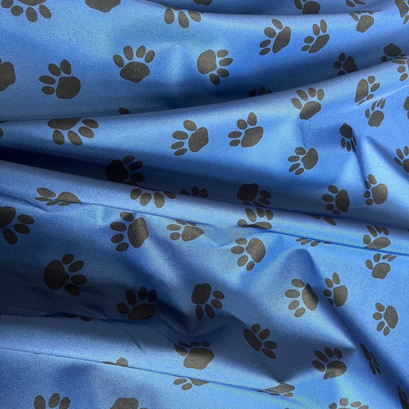 Canvas Waterproof Fabric 300 Denier Paw Prints Blue 3