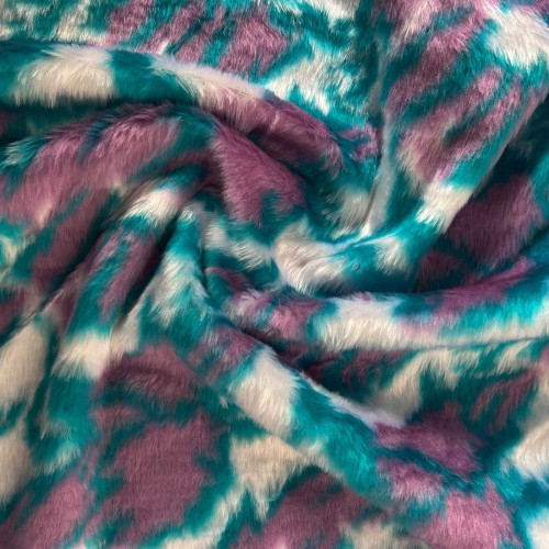 Clearance Fur Fabric Pink/Green 1