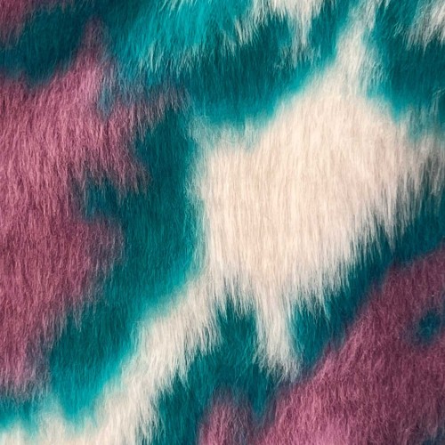 Clearance Fur Fabric Pink/Green 2