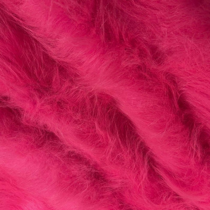 Long Pile Faux Fur Fabric Pink 2