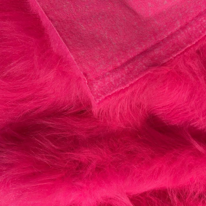 Long Pile Faux Fur Fabric Pink 4