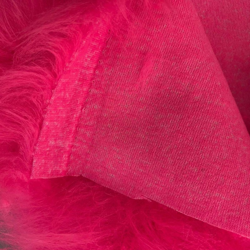 Long Pile Faux Fur Fabric Pink 5