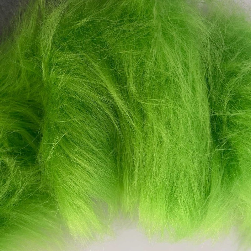 Long Pile Faux Fur Fabric Lime 1