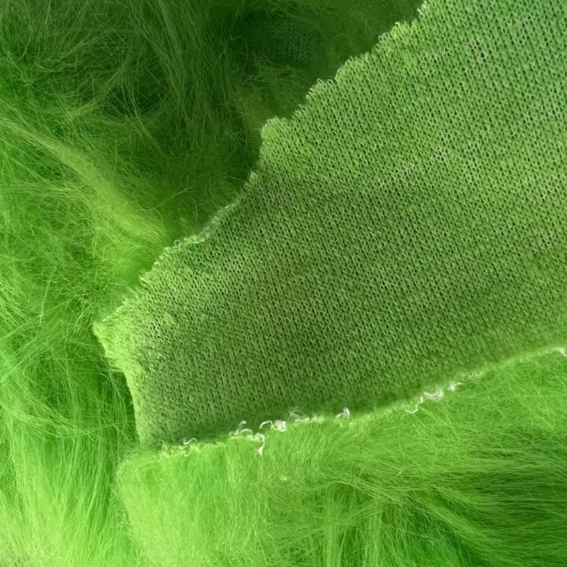 Long Pile Faux Fur Fabric Lime 2