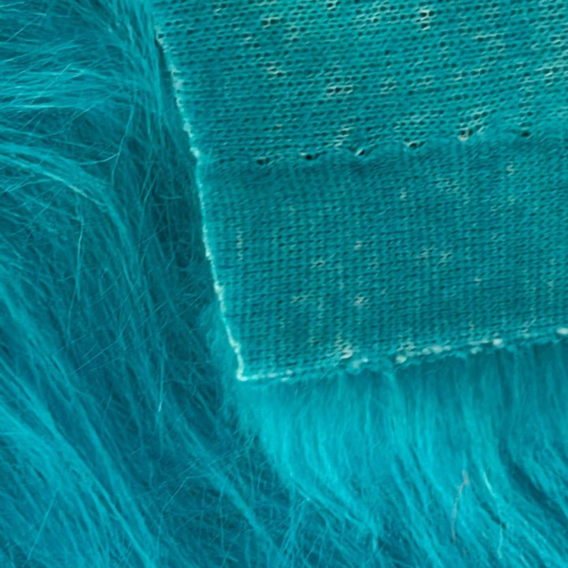 Long Pile Faux Fur Fabric Turquoise 3