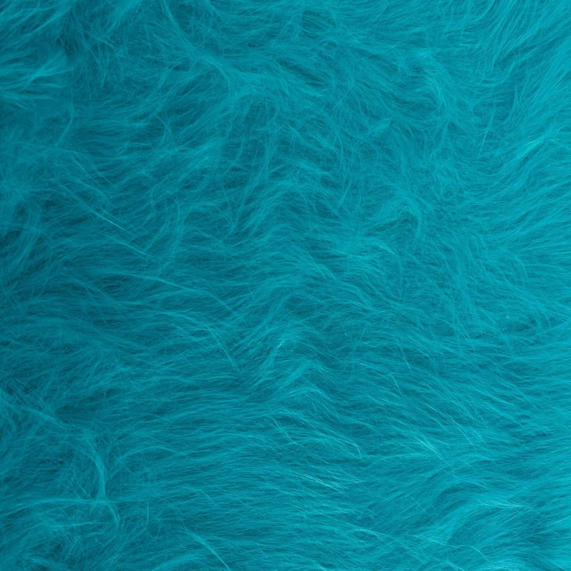 Long Pile Faux Fur Fabric Turquoise 5