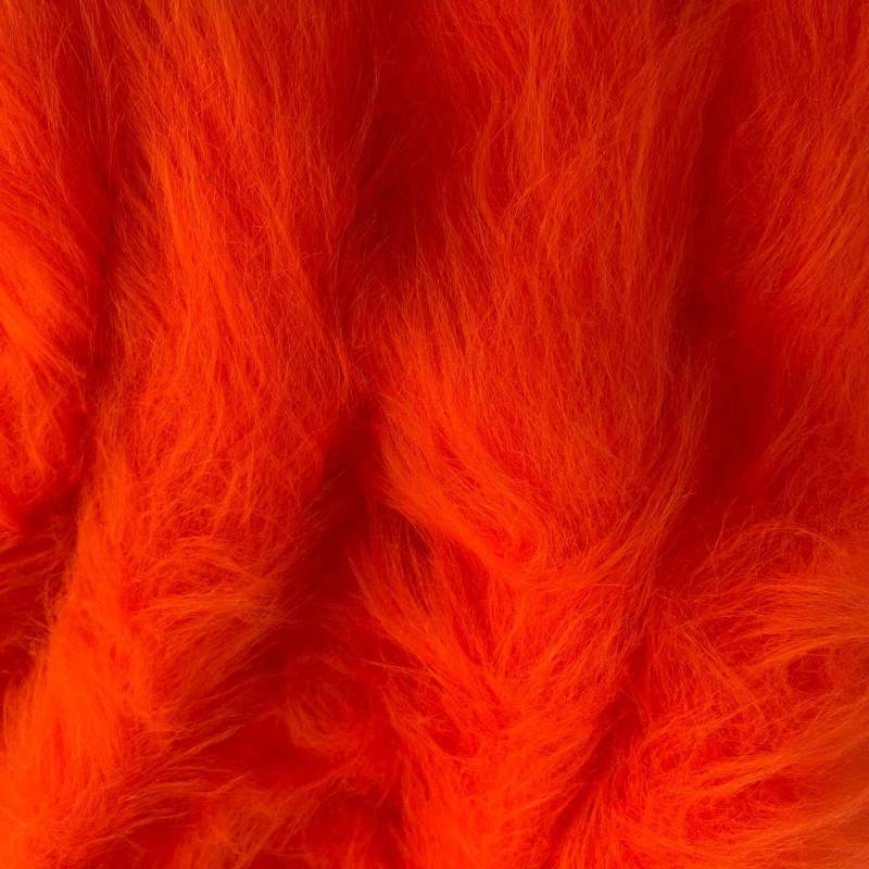 Long Pile Faux Fur Fabric Orange 4