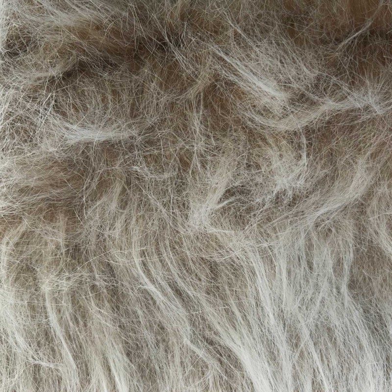 Long Pile Faux Fur Fabric Beige 1