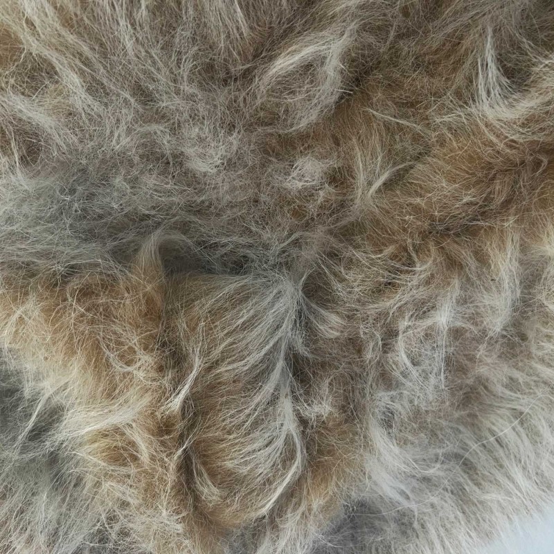 Long Pile Faux Fur Fabric Beige 3