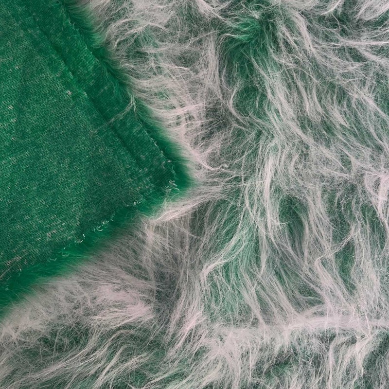 Long Pile Faux Fur Fabric  Green 4