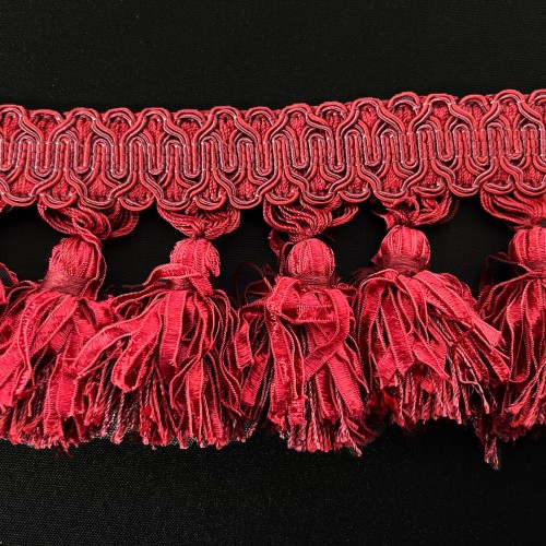 Tasseled Curtain Fringe 9cm (3.5") Red