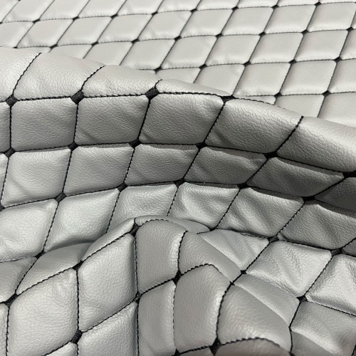 Quilted Leatherette  Black and Grey 2