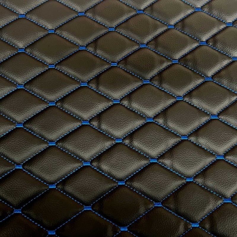 Quilted Leatherette  Blue and Black 1