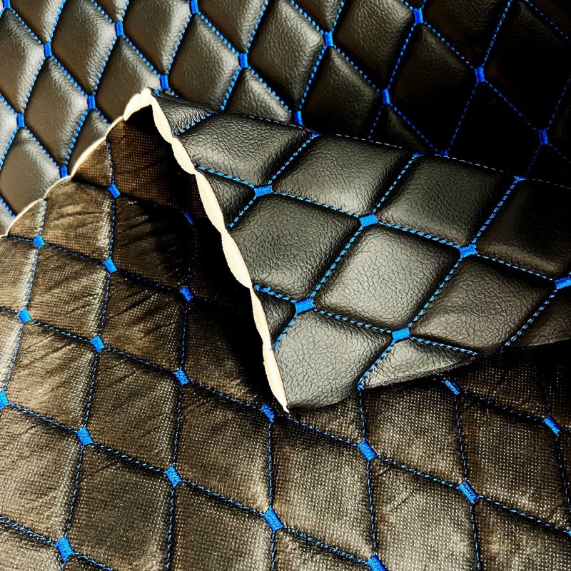 Quilted Leatherette  Blue and Black 2