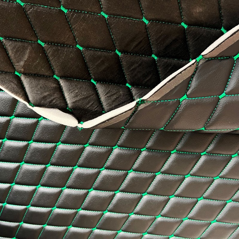 Quilted Leatherette Green and Black 3