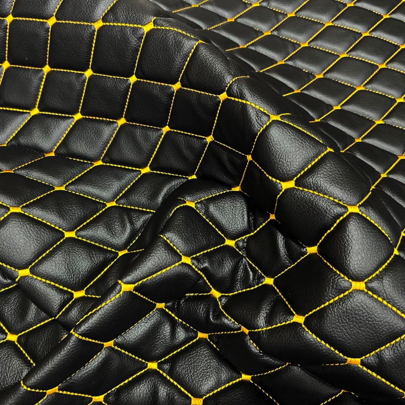 Quilted Leatherette Yellow and Black 3